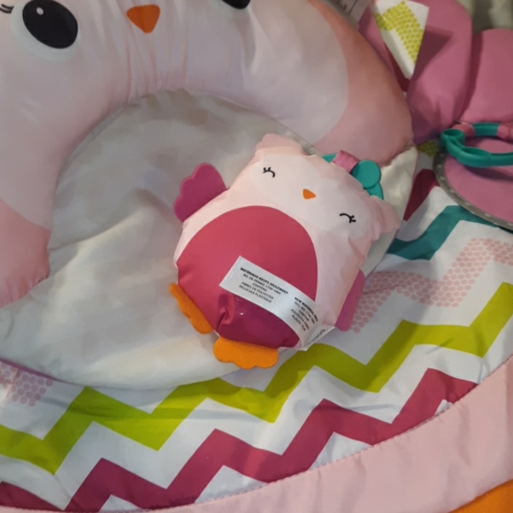 ☆Like New☆BRIGHT STARTS Pink Owl Activity Gym/Tummy Time Mat Lounger With Toys☆ - Picture 14 of 14